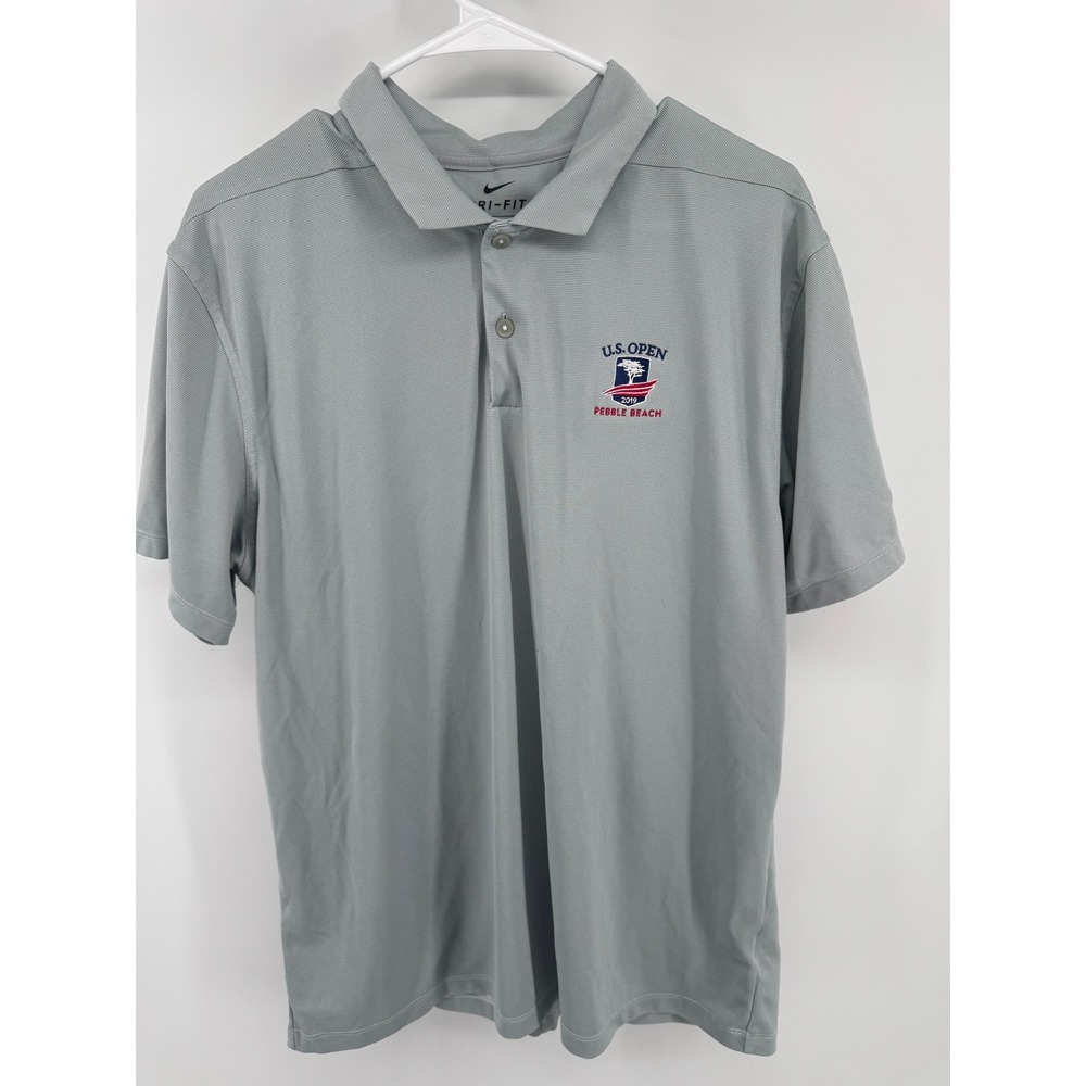 Nike Mens Dri-FIT 2019 US Open Pebble Beach Golf Polo Shirt Grey Large